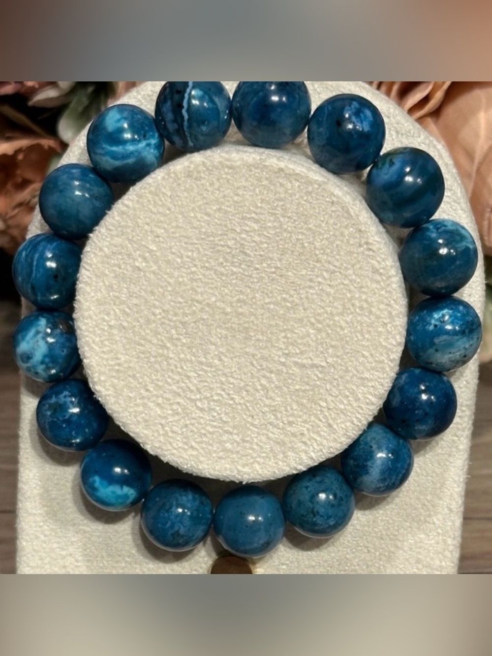 HQ High Quality Mexican Blue Chrysocolla Bracelet 12mm Size 6.75 Lightweight